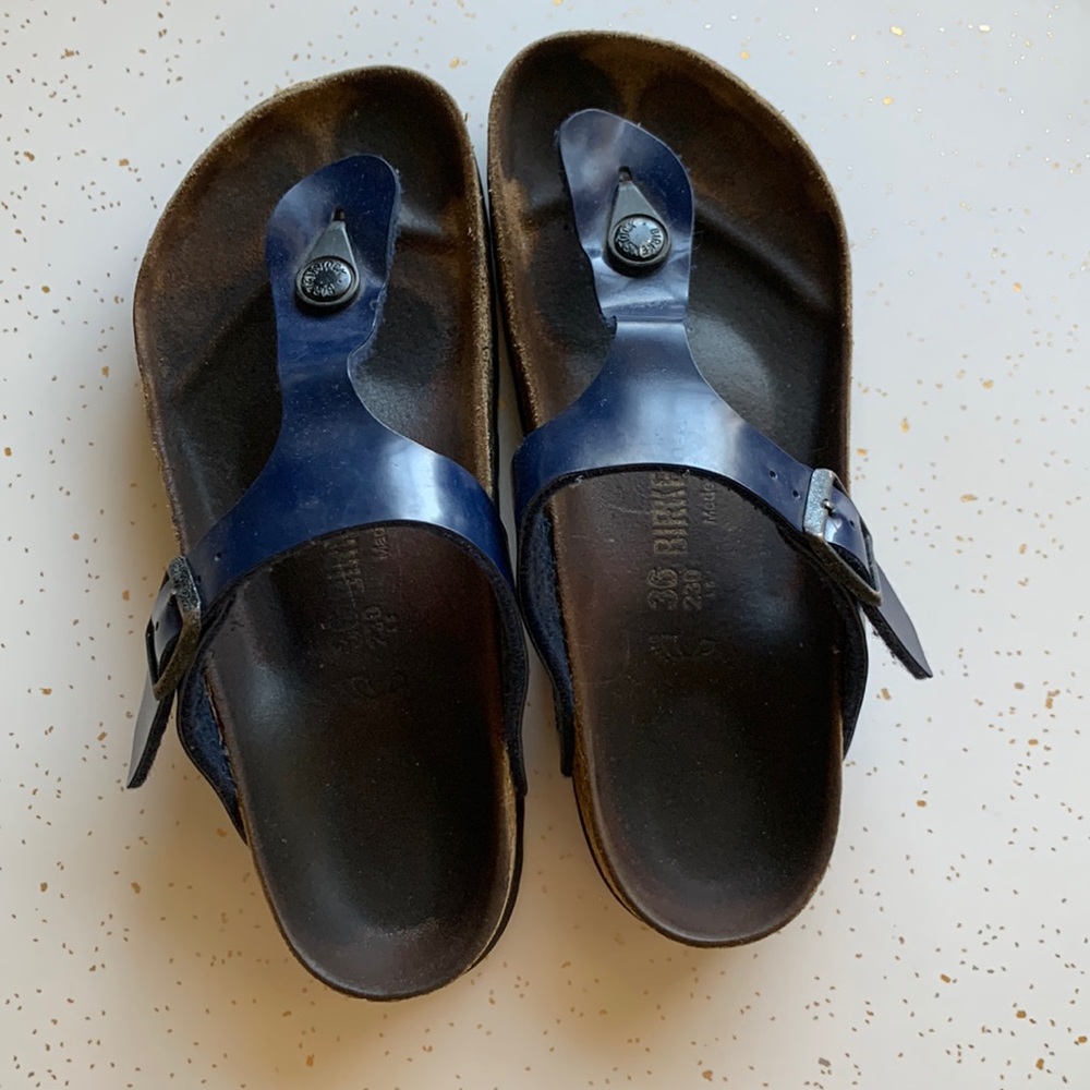 Birkenstock Women’s Gizeh Birko Flor Navy Blue Sandals